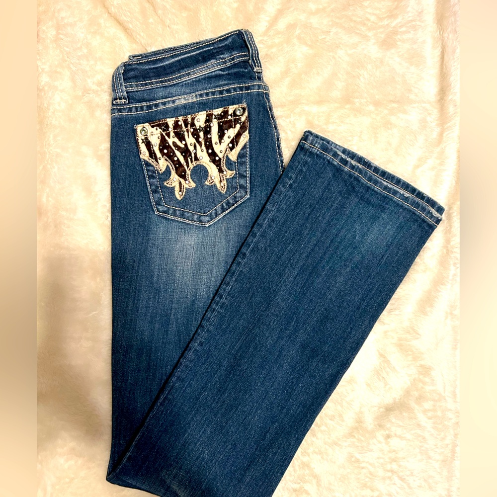 Miss Me Jeans Bootcut Cowhide Zebra Print Design Size: 29